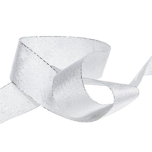 Product Deco ribbon silver with star pattern 25mm 20m
