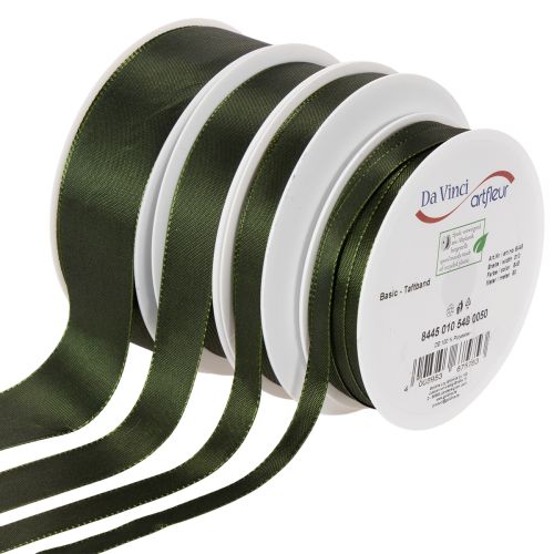 Decorative Green Taffeta Ribbon 50m Various Widths buy online | Floristik24.co.uk