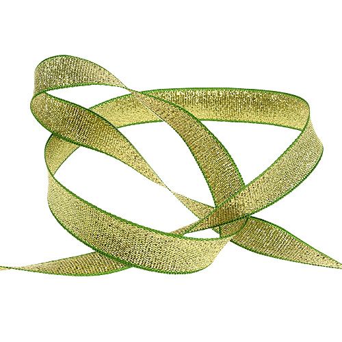 Product Gift ribbon for decoration Christmas Green-Gold 15mm 20m
