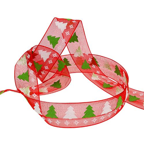 Product Deco ribbon Christmas red 25mm 20m