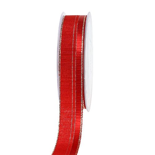 Floristik24 Deco ribbon Christmas red, gold 25mm 20m