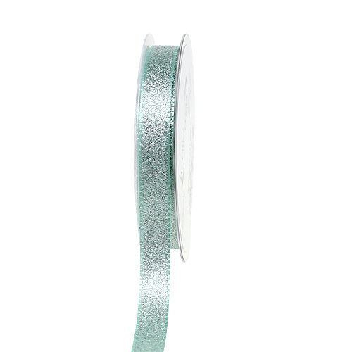 Floristik24 Deco ribbon with glitter Mint 15mm 25m