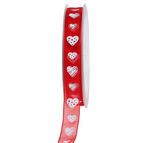 Floristik24 Decorative ribbon with heart motif 15mm 20m
