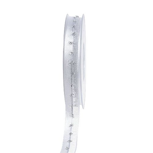 Floristik24 Deco ribbon with lurex decoration white-silver 15mm 20m