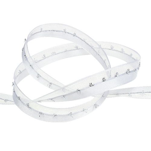 Product Deco ribbon with lurex decoration white-silver 15mm 20m