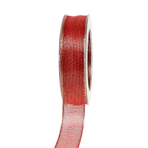 Floristik24 Deco ribbon with lurex stripes red 25mm 20m