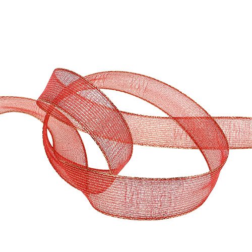 Deco ribbon with lurex stripes red 25mm 20m | Floristik24.co.uk
