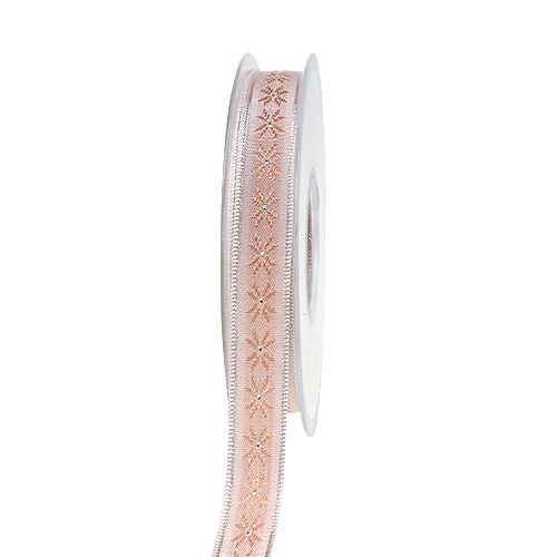 Floristik24 Gift ribbon for decoration with pattern pink 15mm 20m