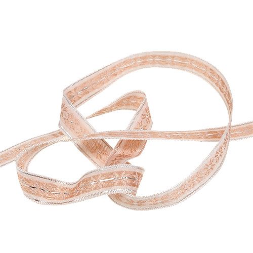 Floristik24 Gift ribbon for decoration with pattern pink 15mm 20m