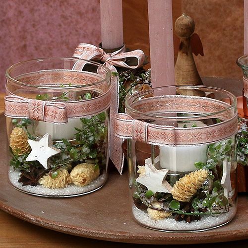 Floristik24 Gift ribbon for decoration with pattern pink 15mm 20m