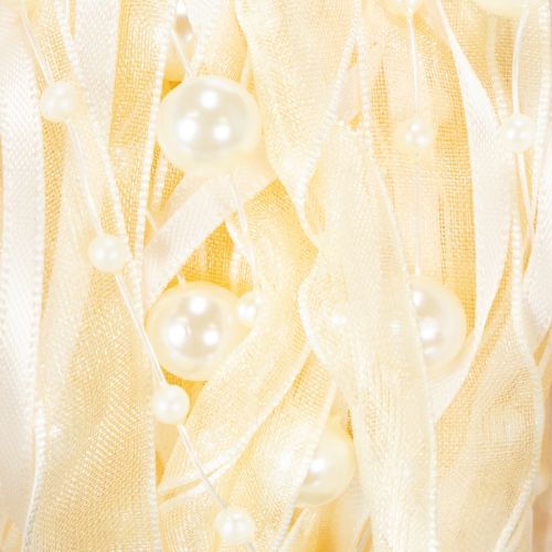 Product Decorative ribbon with pearls, cream, 20mm, 5m