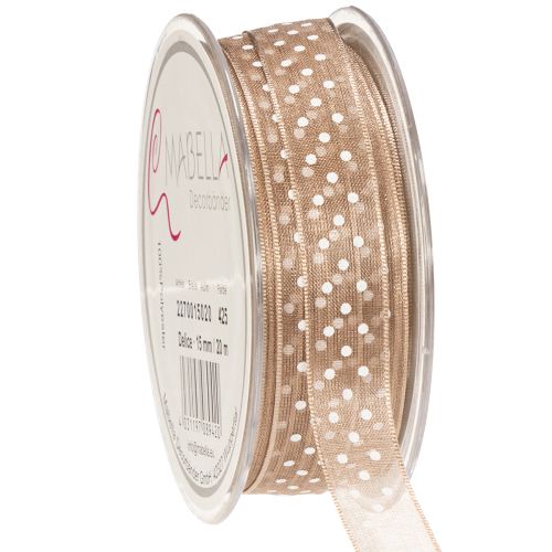 Floristik24 Gift ribbon with polka dots for stylish wedding decorations and creative packaging, 1.5cm wide, 20m long