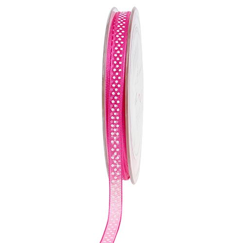 Floristik24 Decorative ribbon with dots pink 7mm 20m