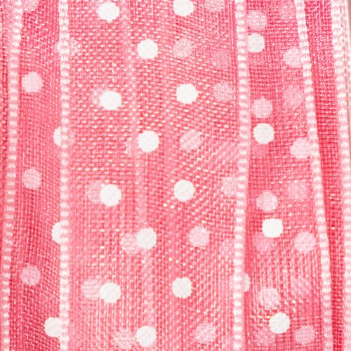 Product Gift ribbon with a stylish polka dot design for festive packaging, 1.5cm wide, 20m long