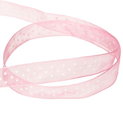 Product Gift ribbon with a stylish polka dot design for festive packaging, 1.5cm wide, 20m long