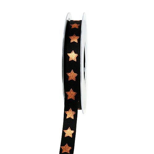 Floristik24 Gift ribbon for decoration with star decor black 15mm 20m