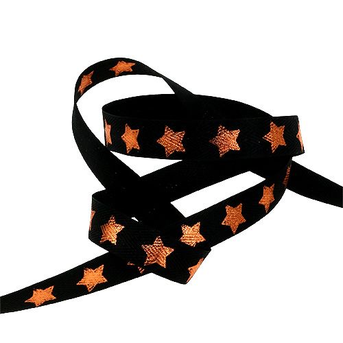 Floristik24 Gift ribbon for decoration with star decor black 15mm 20m