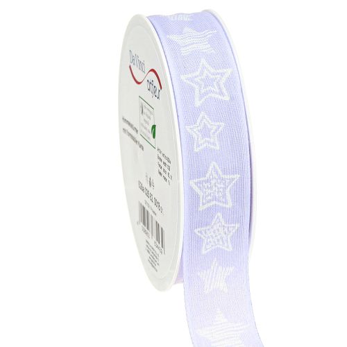 Product Decorative ribbon with stars Christmas ribbon lilac 25mm 18m