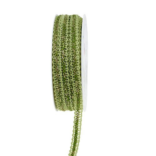 Deco ribbon narrow green with wire 8mm 15m