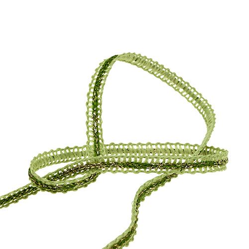 Product Deco ribbon narrow green with wire 8mm 15m