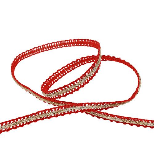 Product Gift ribbon for decoration narrow red with wire 8mm 15m