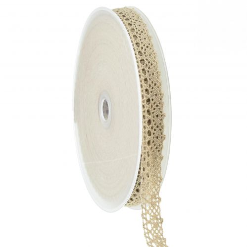 Floristik24 Decorative ribbon beige grey decorative ribbon W16mm L20m