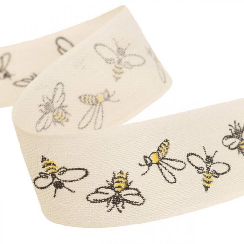 Floristik24 Deco ribbon bees cream ribbon 25mm 18m