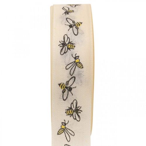 Floristik24 Deco ribbon bees cream ribbon 25mm 18m