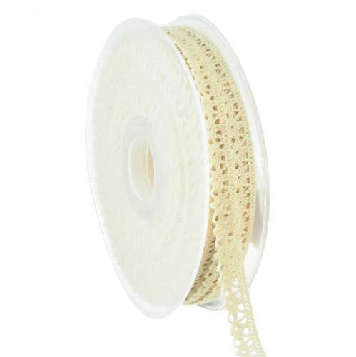 Floristik24 Decorative ribbon cream with crochet lace vintage W12mm L20m