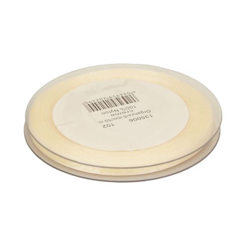 Product Decorative ribbon gift ribbon cream organza selvedge 6mm 50m