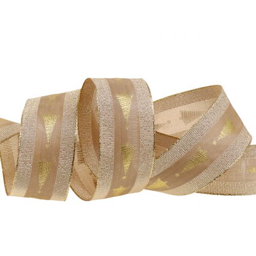 Product Deco ribbon gold with fir 40mm 15m