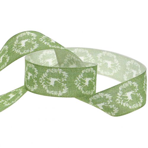 Product Deco ribbon green deer 40mm 20m