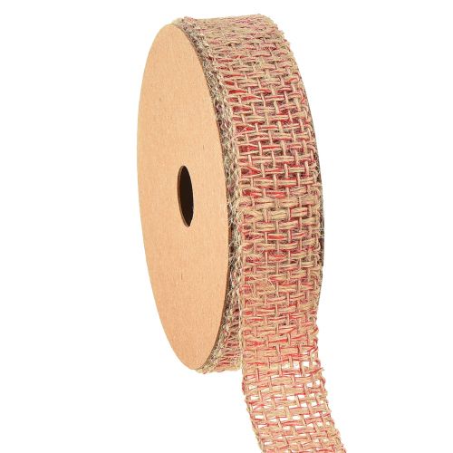 Decorative ribbon jute ribbon for decorating natural red 25mm 10m