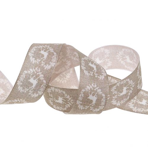 Floristik24 Deco ribbon natural deer 40mm 20m