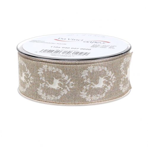 Floristik24 Deco ribbon natural deer 40mm 20m