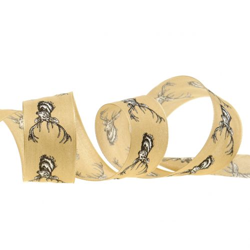 Product Deco ribbon nature with deer motif 40mm 20m