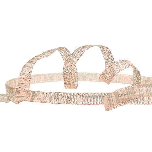 Floristik24 Decorative tape natural with copper lurex wire-reinforced 10mm 20m
