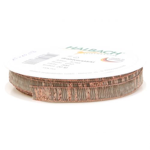 Floristik24 Decorative tape natural with copper lurex wire-reinforced 10mm 20m