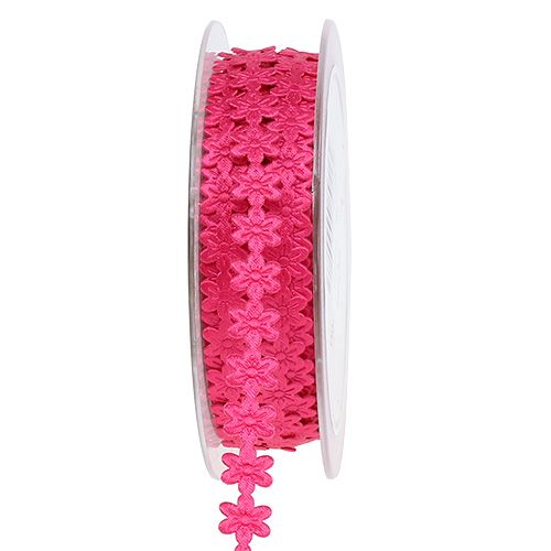 Floristik24 Deco ribbon pink with flower 1cm 20m
