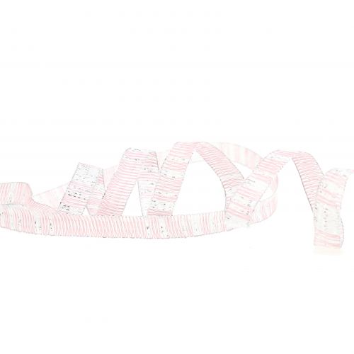 Floristik24 Deco ribbon pink with silver Lurex wire reinforced 10mm 20m