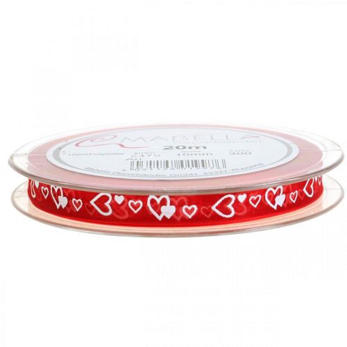 Floristik24 Deco ribbon red with hearts 10mm 20m