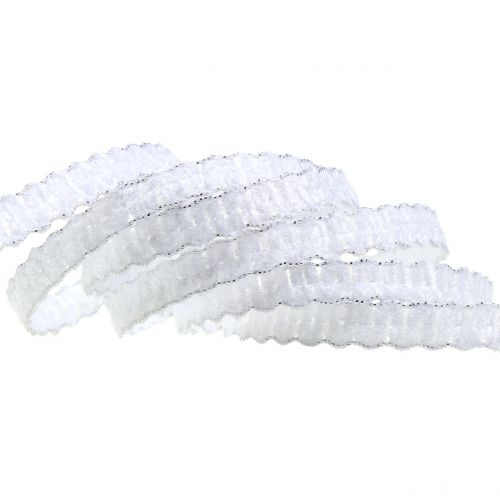 Floristik24 Deco ribbon velvet optics white 10mm 20m