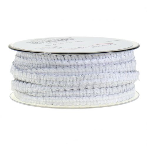 Floristik24 Deco ribbon velvet optics white 10mm 20m