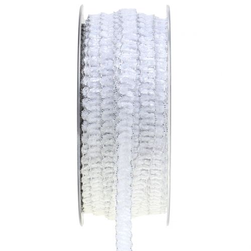 Floristik24 Deco ribbon velvet optics white 10mm 20m