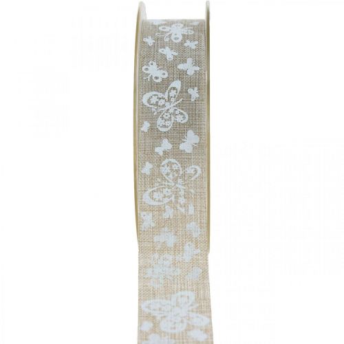 Floristik24 Deco ribbon with butterflies brown 25mm fabric ribbon gift ribbon 20m