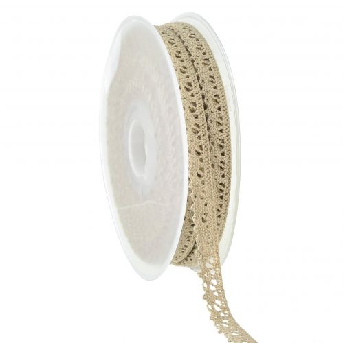 Floristik24 Decorative ribbon crochet lace beige grey W12mm L20m