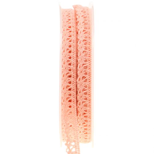 Product Gift ribbon for decoration crochet lace salmon 12mm 20m