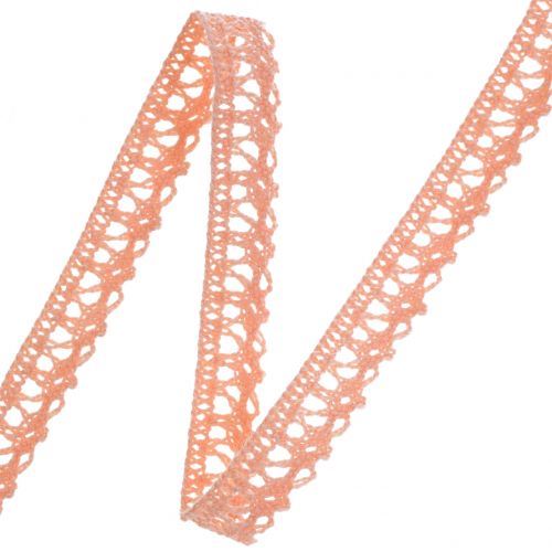 Product Gift ribbon for decoration crochet lace salmon 12mm 20m