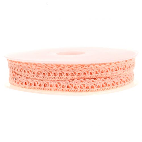 Product Gift ribbon for decoration crochet lace salmon 12mm 20m