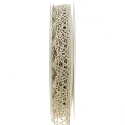Decorative ribbon lace beige grey 22mm 20m